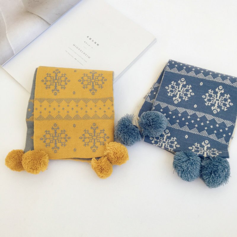 Basis gebreide sjaal gebreide colsjaal kleurrijke geruite sjaal speciaal voor kerstmis sneeuwvlokken sjaal scandinavische stijl kinderbreigoed