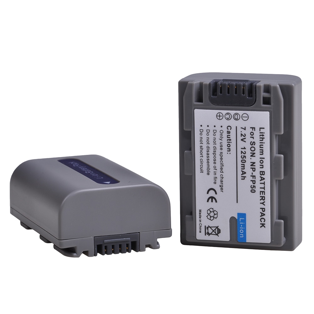 2Pcs 1250mAh NP-FP50 NP FP50 Battery for Sony NP-FP30 NP-FP60 NP-FP70 NP-FP71 NP-FP90 NP-FP91, DCR-SX40 SX40R SX41 HDR-CX105
