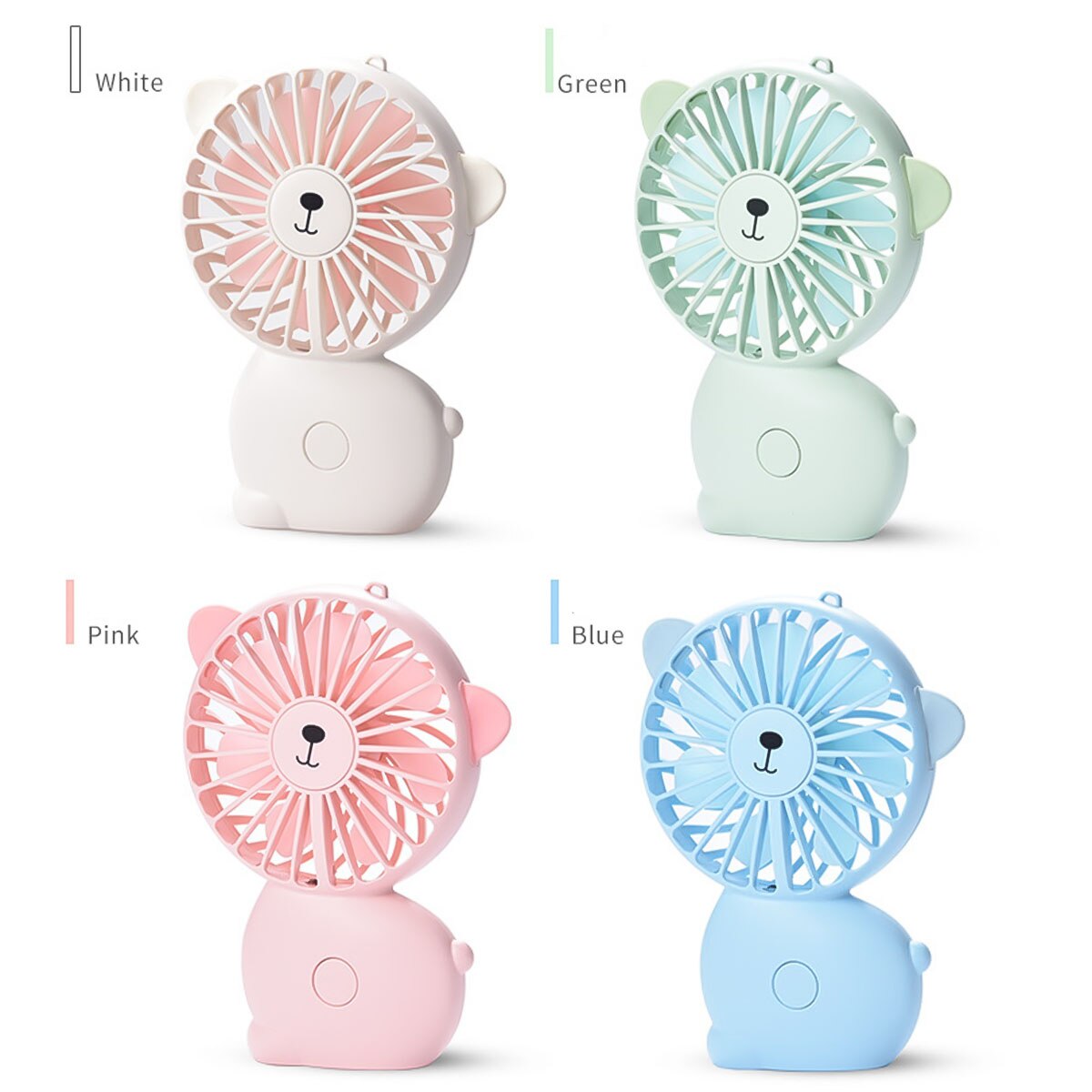 Cute Mini Fan USB Rechargeable Personal Portable Cooling With Night Light Sling Pippi Handheld Charging Personal Cooling Fan