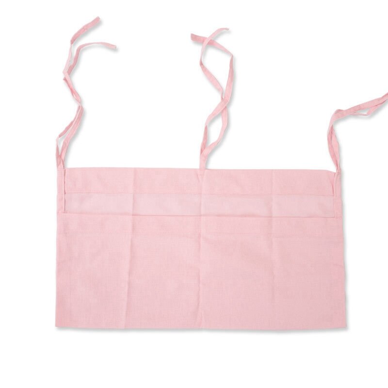 FBIL-Baby Bed Hanging Storage Bags Cotton Crib Organizer Toy Diaper Pocket For Crib Bedding Set Accessories Storage Bag: Pink