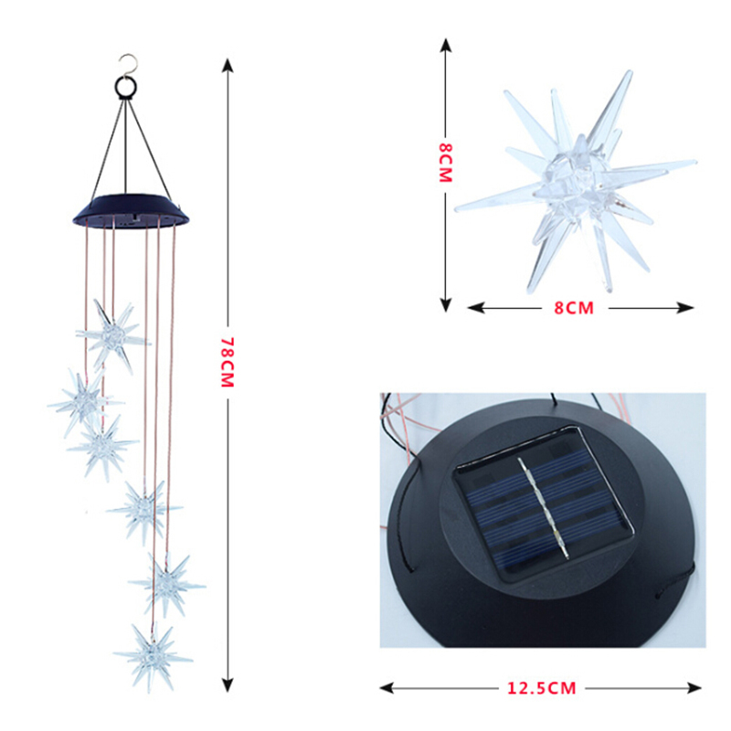 Led Solar Light Sea Urchin Wind Chimes Light Home Garden Hanging Lamp Decor Wind Chime Hanging Lamp String Solar Lights