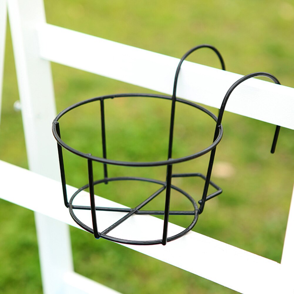 Hanging Basket Balcony Hanging Plant Racks Balcony Round Flower Rack Railing Fence Outdoor Window Iron Bonsai Stand Decoration