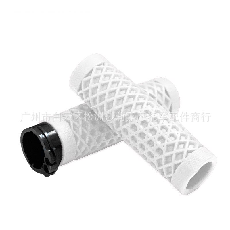 A Pair Motorcycle Handlebar Motorbike Throttle Grip Handle Rubber Modified Accessories Anti Slip 22MM 25MM Universal: WHITE