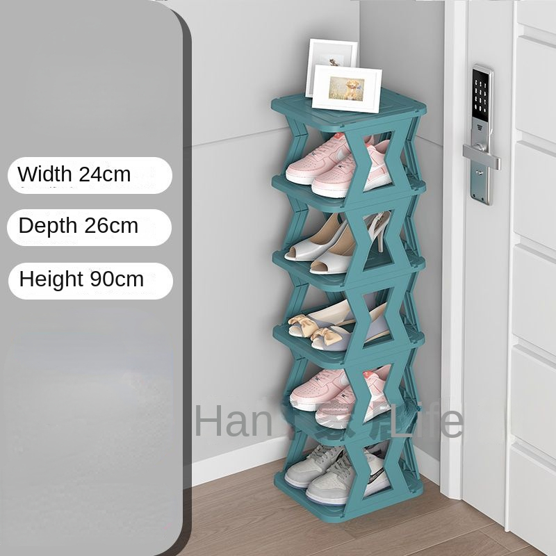 Étagère à chaussures multicouche, petit espace étroit dans la porte, armoire à chaussures, rangement de chaussures multifonctionnel T1: vert clair