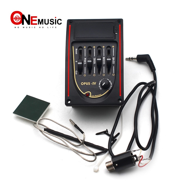 Opus-IV 4 Band Acoustic Guitar EQ Black Preamp 4-Band EQ Equalizer 96*58MM Pickup Black