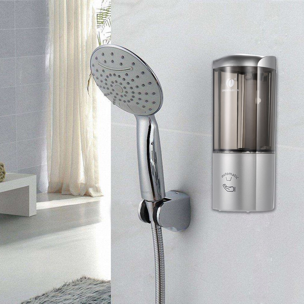 500ml Wall-mounted Single Bottle Automatic Soap Dispenser with IR Sensor Shampoo Box Rest Room Washroom Toilet Washing Liquid