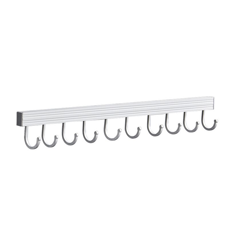 Badkamer Kapstok Muur Gemonteerde Ruimte Aluminium Opslag Hanger Home Kitchen Gratis Punch Lepel Vork Organizer Badkamer Accessoires: 10 hooks