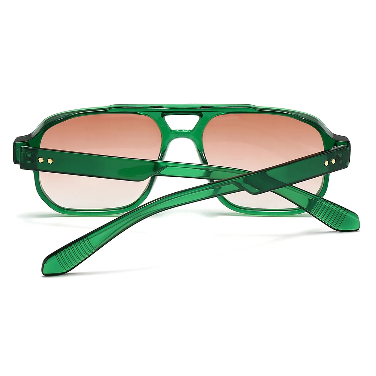 JNPCXI Vintage doble puente hombres gafas de sol cuadradas verde océano lente UV400 gafas mujeres tendencia remaches gafas de sol