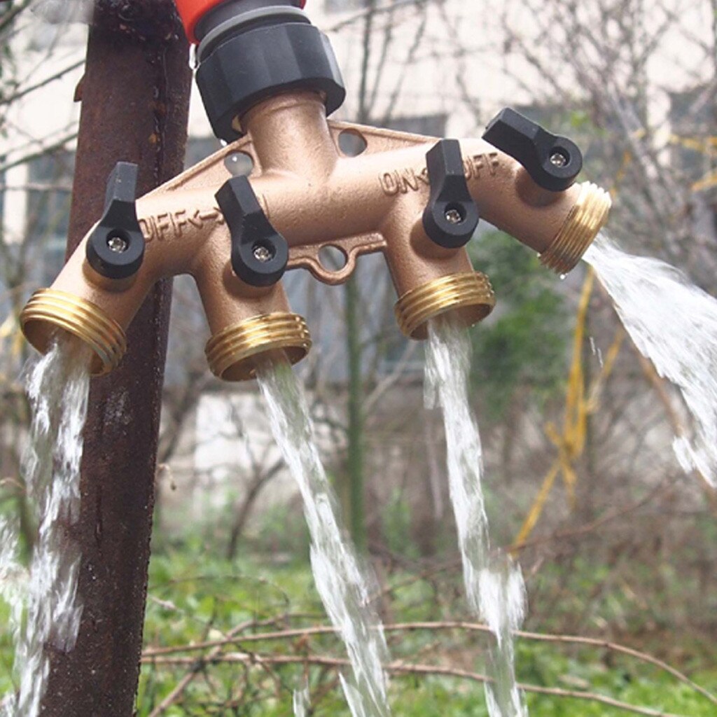 Garden Hose Splitter 4 Way Tap Hose Connectors Water Distributor Switch Valve