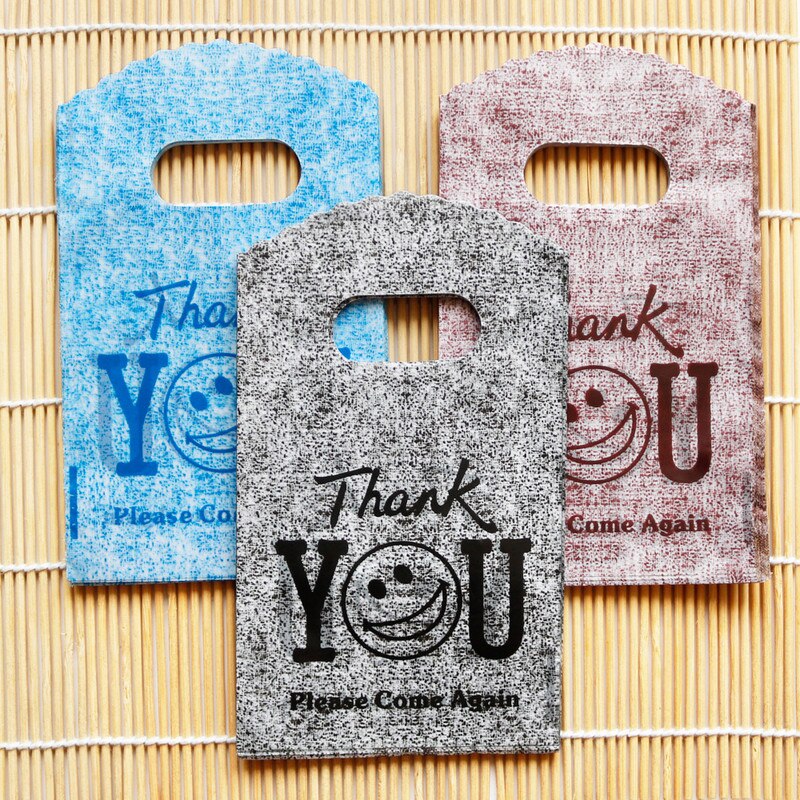 Mini bolsa de plástico con forma de sonrisa para almacenamiento, Mini bolsa de plástico con estampado de sonrisa creativa, ideal para almacenamiento escolar, 50 Uds.