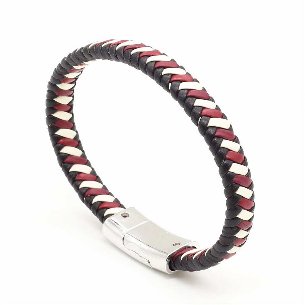 Trendikäs käsintehty kudos punos vintage naaras femme homme mies magneetti mansetti pu nahka naisten rannekoru koruja asusteita: Tyyli 3