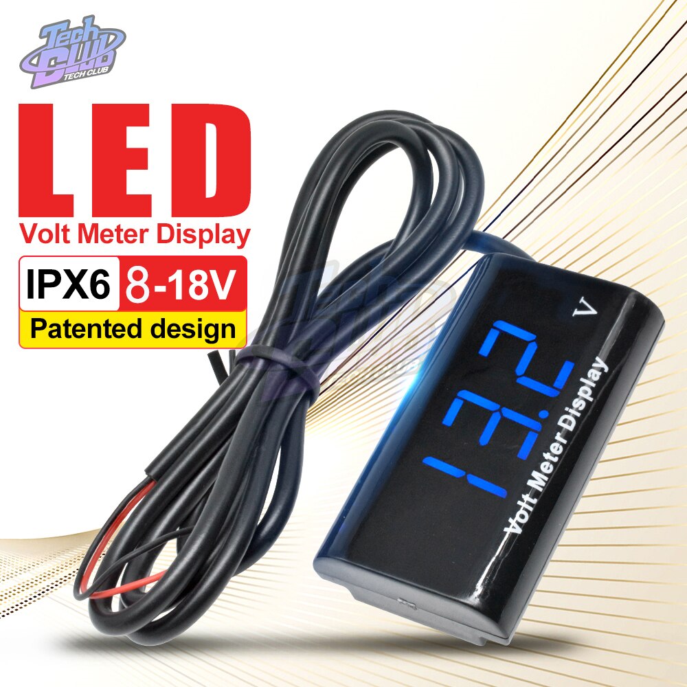 Dc 8-18v ipx 6 vandtæt digital voltmeter 12v bilbåd motorcykel 0.56 tommer led display volt spændingsmåler mini tester panel
