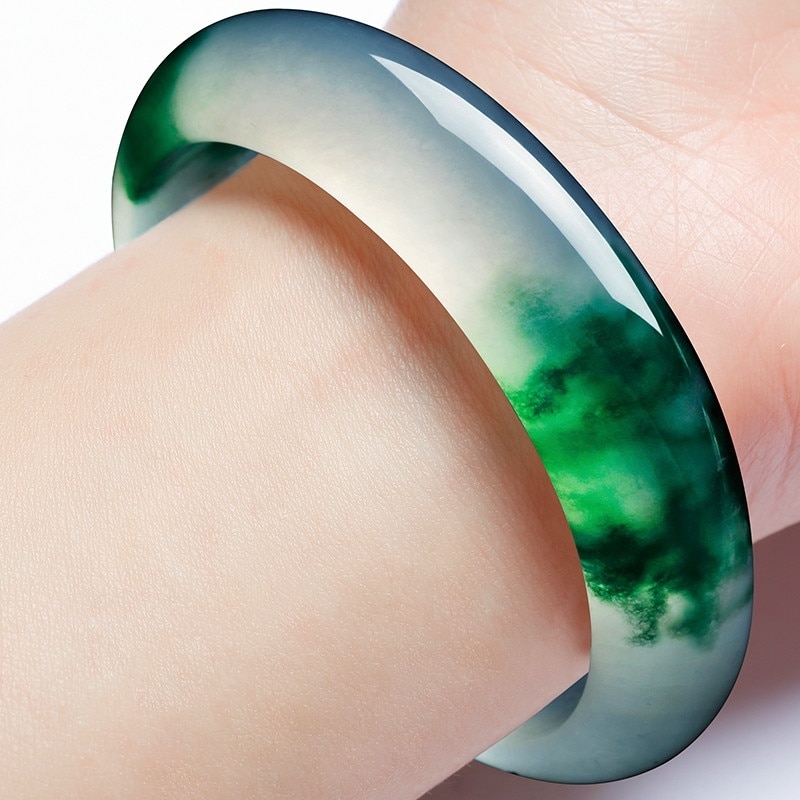 Echte Natürliche Grüne Jade Armreif Armband Charme Schmuck Zubehör Hand-Geschnitzt Amulett für Frauen Ihre Männer