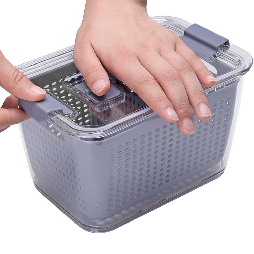 Fresh Produce Vegetable Fruit Storage Containers for Refrigerator Fridge Organizer Bins Draining Crisper with Strainers 2