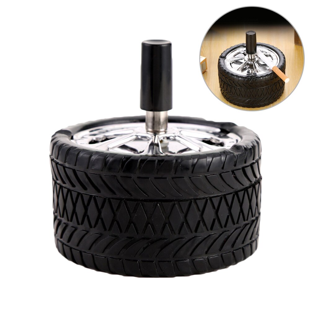 1pc Ashtray Car Tires Ashtray Press Rotary Portable Ash Tray Ashtray Metal Ashtrays with Lids Silicone Ashtray (Black): Default Title