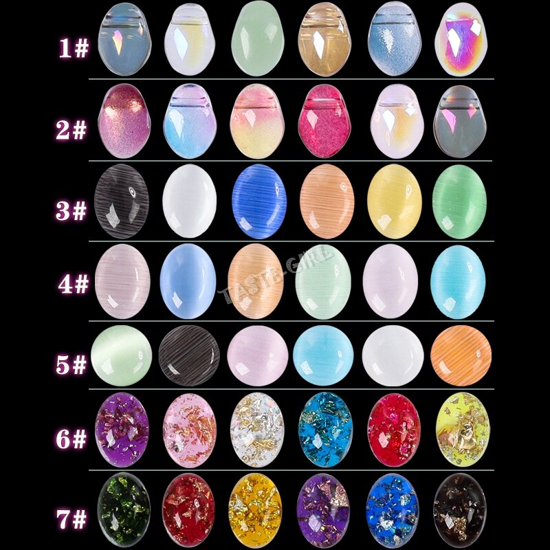 60 unids/pack 3D Oval redondo ojo de gato Cymophane claro de ámbar joya acrílico arte de uñas de diamante de imitación gemas decoración manicura puntas DIY