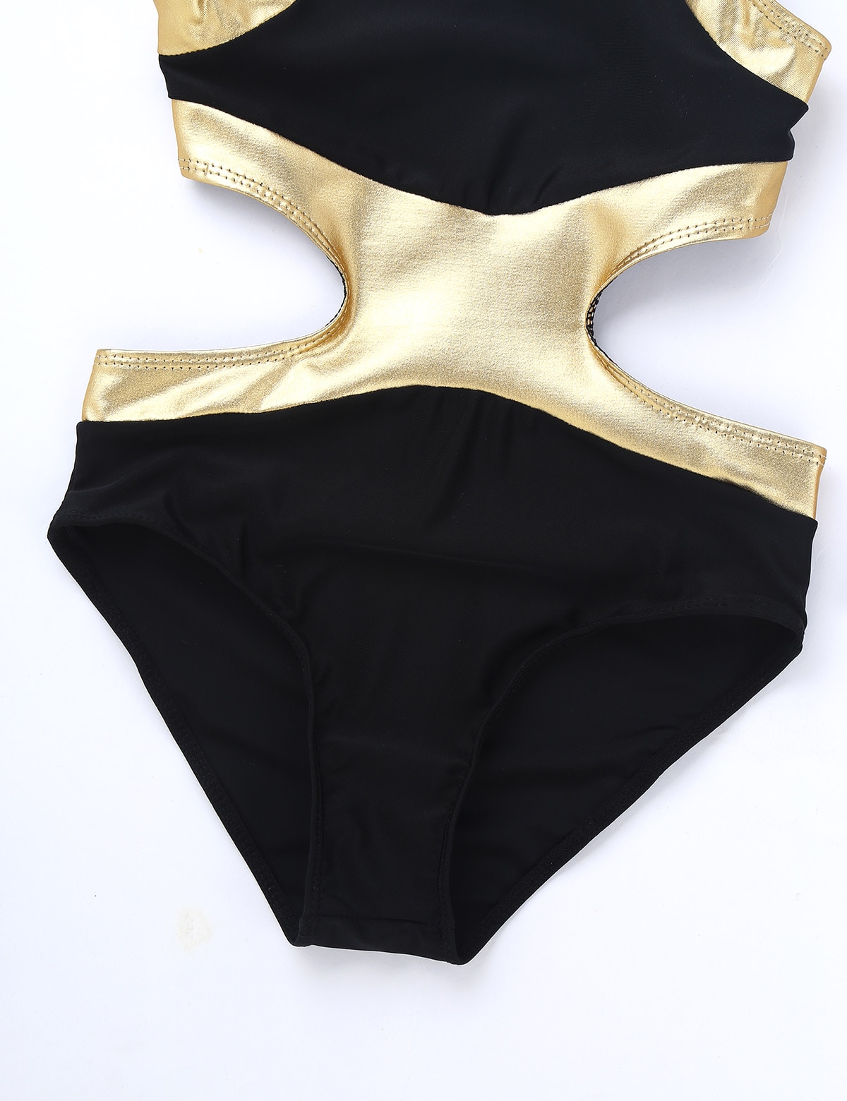 Kids Girls Sleeveless Ballerina Metallic Splice Back Side Waist Cutouts Ballet Dance Wear Gymnastics Leotard Turnpakje Jumpsuit