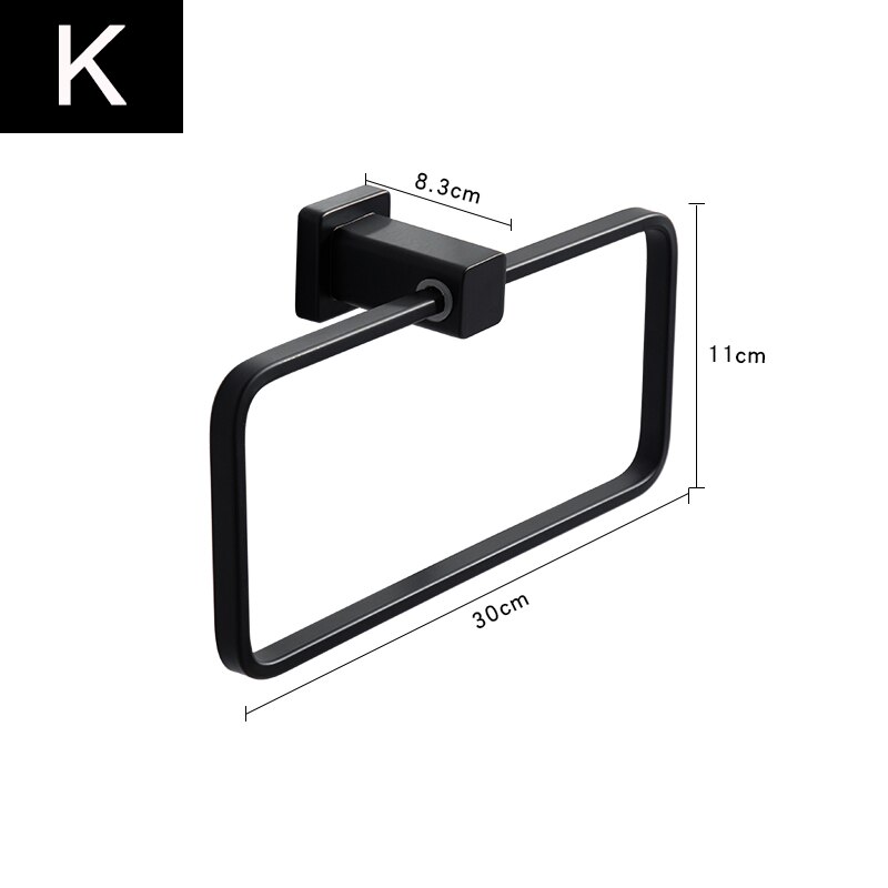 Zwarte Handdoek Ring Badkamer Handdoek Opslag Houder Hanger Handdoeken Rack Badkamer Wall Mount Badkamer Accessoires Haken Voor Thuis: K