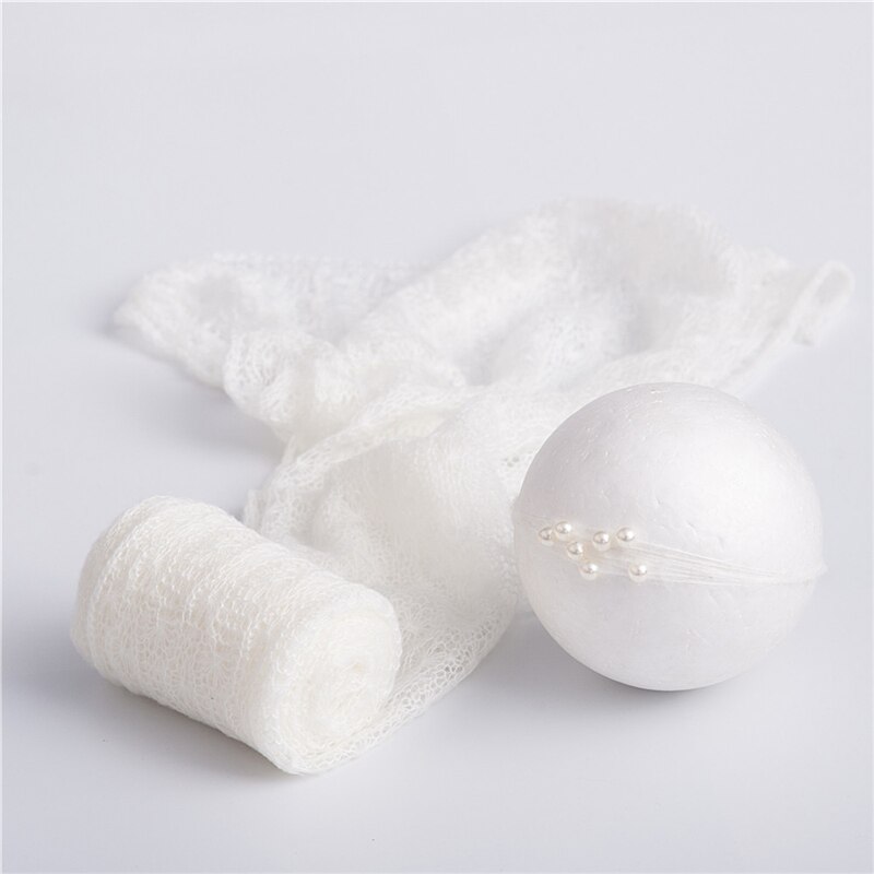 40*150 cm Newborn Baby Mohair Photography Wraps Blanket With Pearl Headband Headwear Infant Soft Knitted Wrap Cloth Accessories