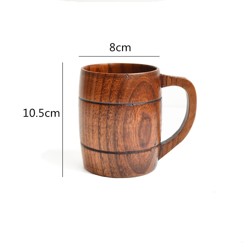 Retro handtag kopp enstaka trämuggar hela kroppen träölmugg mjölkkopp kaffekopp i trä