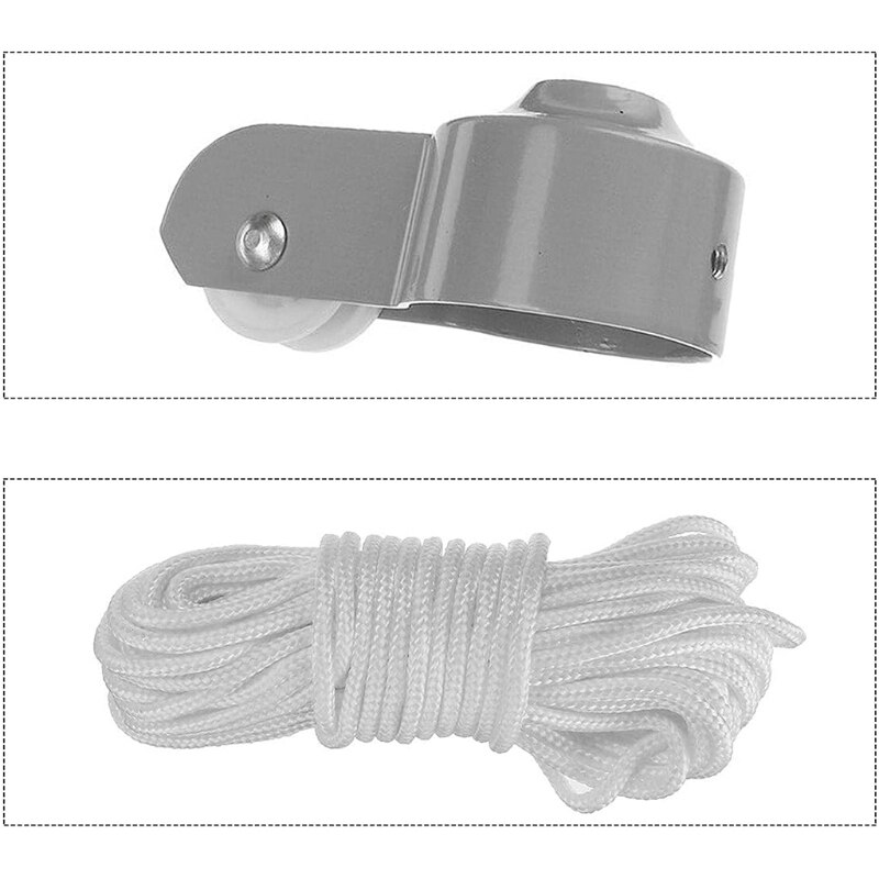 Kit de réparation de pièces de mât de drapeau rond doré, décoration de boule de drapeau, poulie à corde H3CC