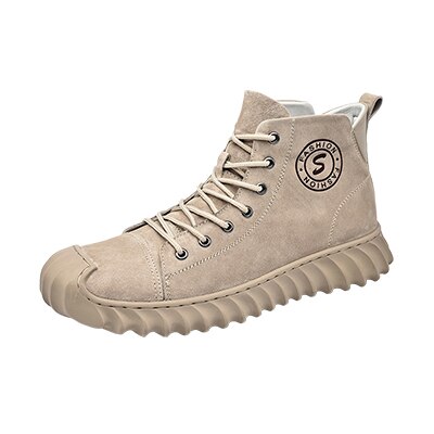 Mannen Schoenen Hoge Top Lederen Laarzen Chelsea Laarzen Mannen Winter Warme Comfortabele Mannen Laarzen Botas Hombre: khaki / 6.5