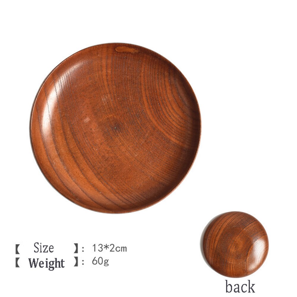 Plato de postre redondo de madera de estilo japonés, platos de fruta, platillo, bandeja de té, plato de cena de postre, suministros de vajilla para el hogar, 1 Uds.: H