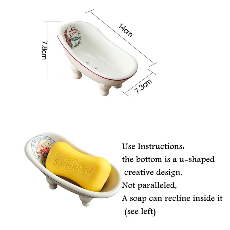 Nowoczesna moda opróżniania otwór mydelniczka wanna kształt Róża wzór ceramiczne mydelniczka łazienka kunszt tacka na mydło hotel mydelniczka