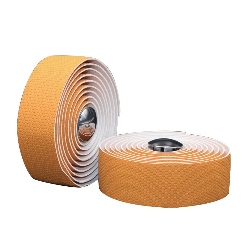 Cykelstyr tape tape pu læder partikel stil perforeret bælte åndbar skridsikker remme cykling styretape: Orange