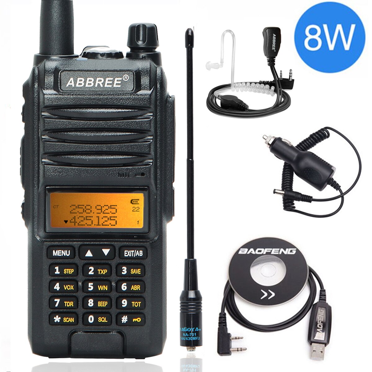 Abbree AR-F3 Tri-Band Portatile Walkie Talkie 8w dual band aggiungere 220-260MHz di alta potenza a lunga gamma di viaggio Trasmettitore radio a due vie: as picture 3 / Euro