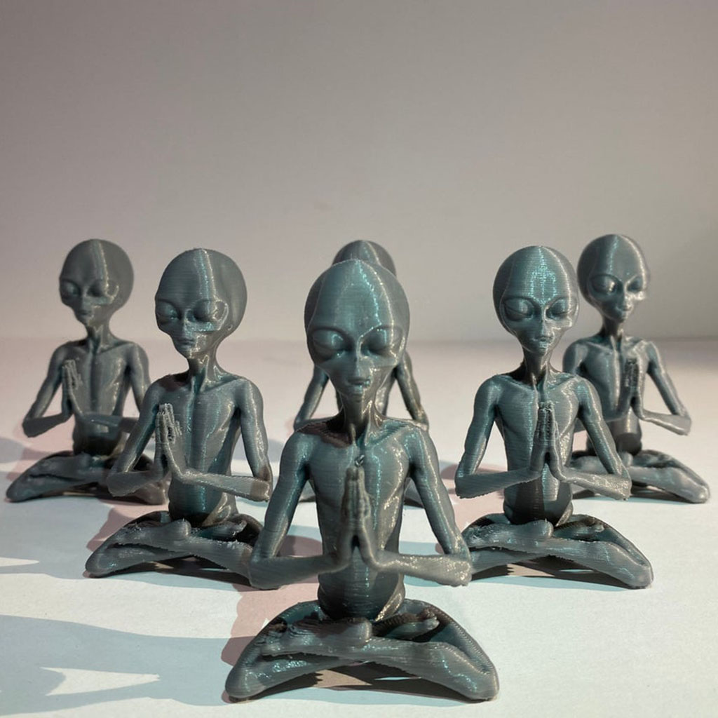 Sculpture de méditation mystérieuse ovni extraterrestre, Statue d&#39;ornement, Console d&#39;invité artistique de bureau en bois, décor de Table