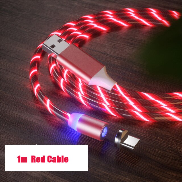 Cable magnético de luz LED, Micro USB, para Samsung tipo C, Xiaomi, iPhone: Red Light / Micro USB