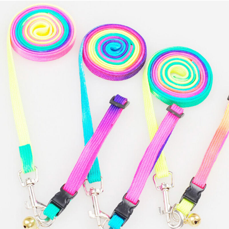 1,2 M arco iris Mascotas perro cachorro Correa suave caminar arnés plomo cachorro ajustable para Mascotas cadena