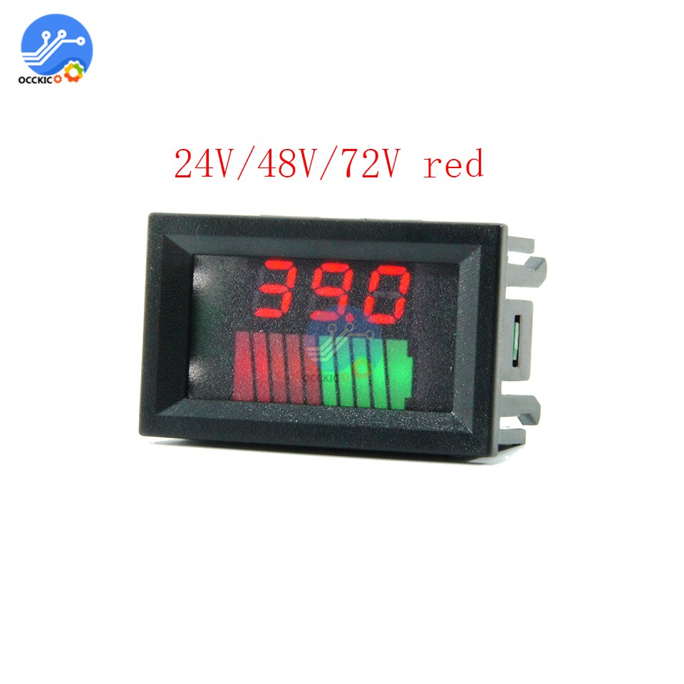 12V/36V/60V 24V/48V/72V 10-segment battery level indicator tester battery capacity digital indicator meter power level signal: 24V 48V 72V red