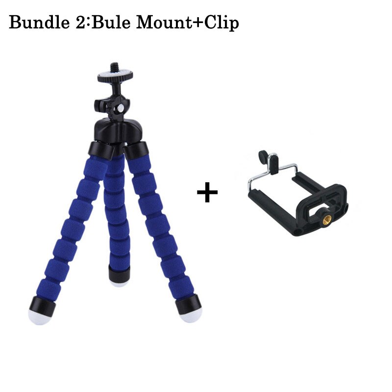 Mini Flexibele Spons Octopus Statief voor iPhone Samsung Xiaomi Huawei Mobiele Telefoon Smartphone Statief voor Gopro Camera DSLR Mount: Blue with Clip