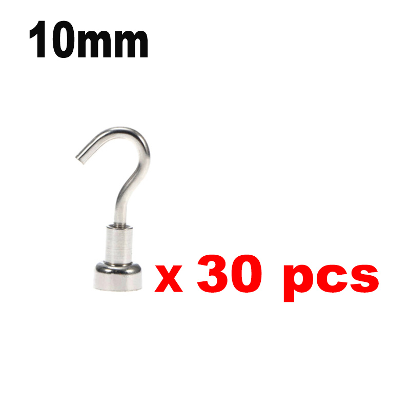 10-30 stk 10mm 20mm sterke magnetkroker tung plikt til garasjekjøkken kontor hengende henger neodym magnetisk krokorganisering: 10mm- 30 stk