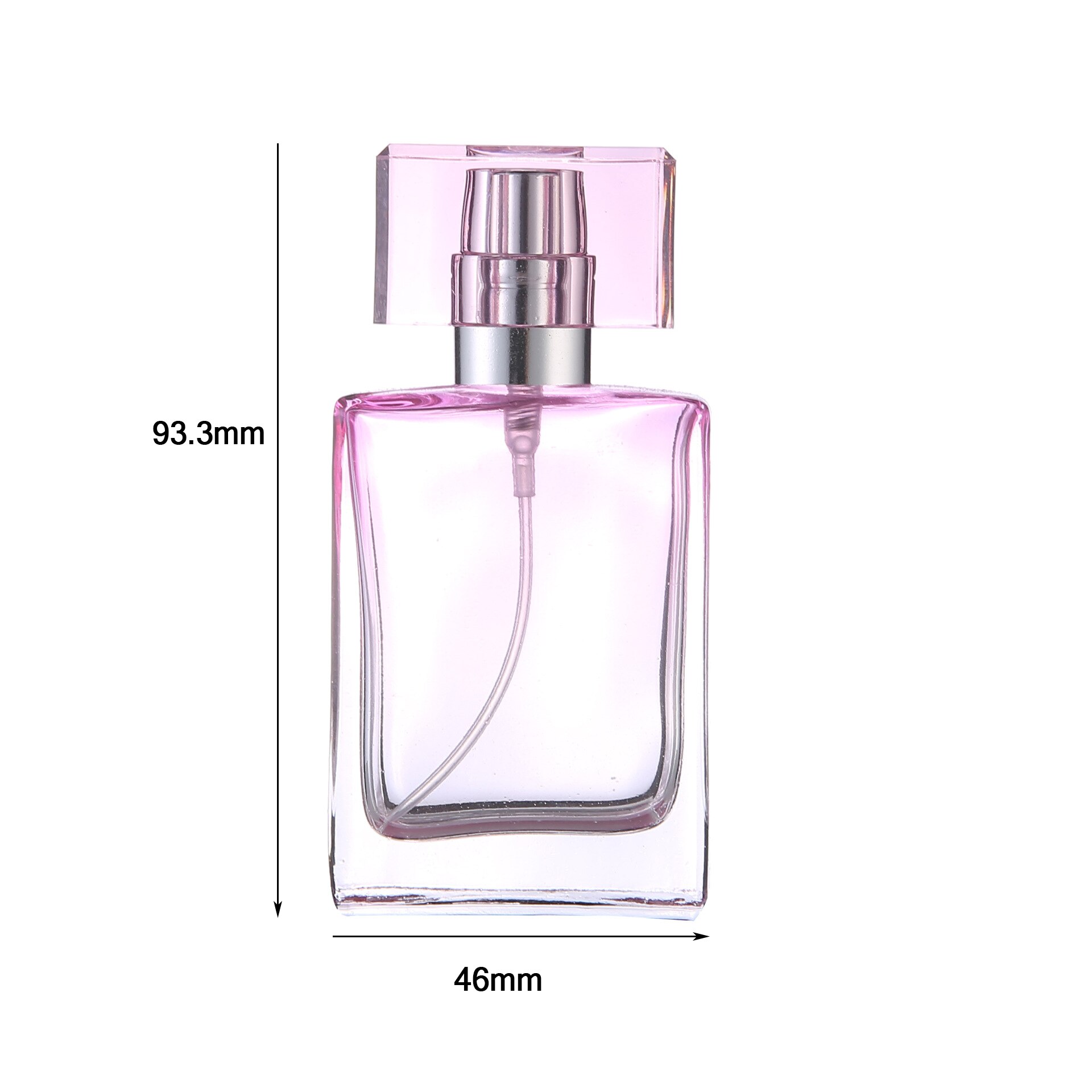 30Ml Kleurrijke Vierkante Dikke Glazen Navulbare Parfumfles Acryl Cover Schroef Top Sproeier Pomp Parfumflesjes Lege Container