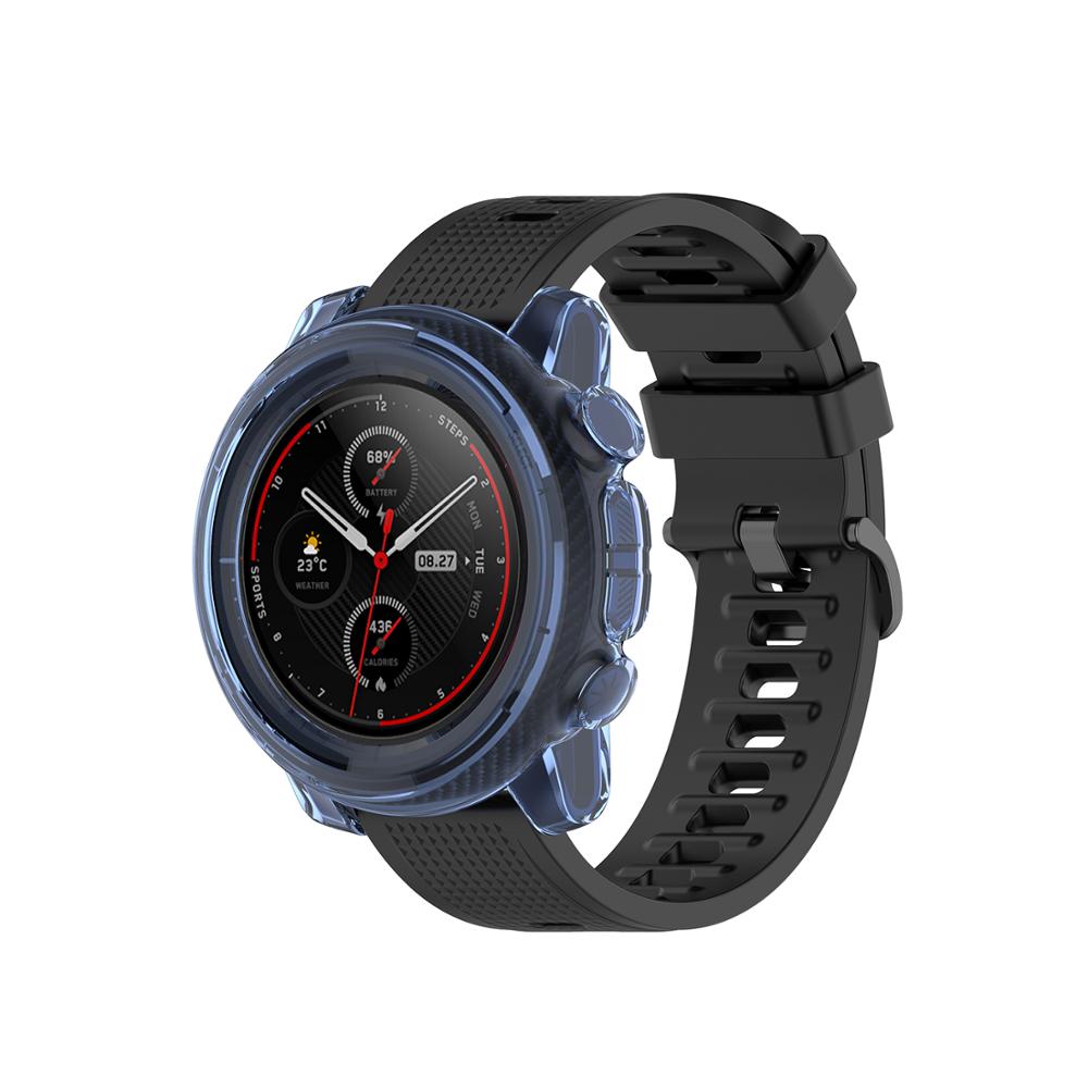Caja de reloj inteligente para Huami Amazfit Stratos 3, funda protectora de TPU blanda para Xiaomi Amazfit Stratos 3, marco Protector de silicona