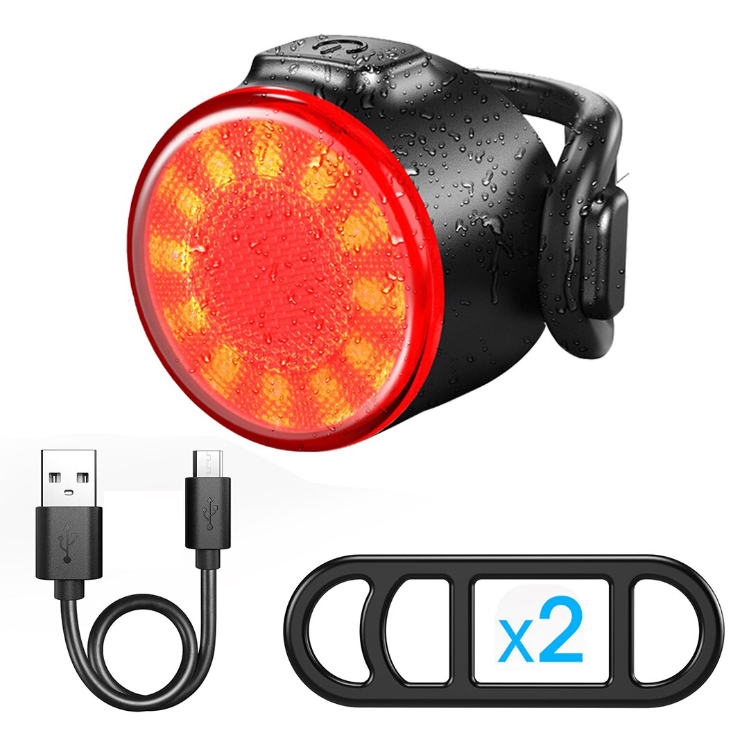 Bicycle Lights Set Waterproof Flashlight for Bicycle 6 Modes Rechargeable Bike Taillight LED Bike Front Light Rear Lamp: Red