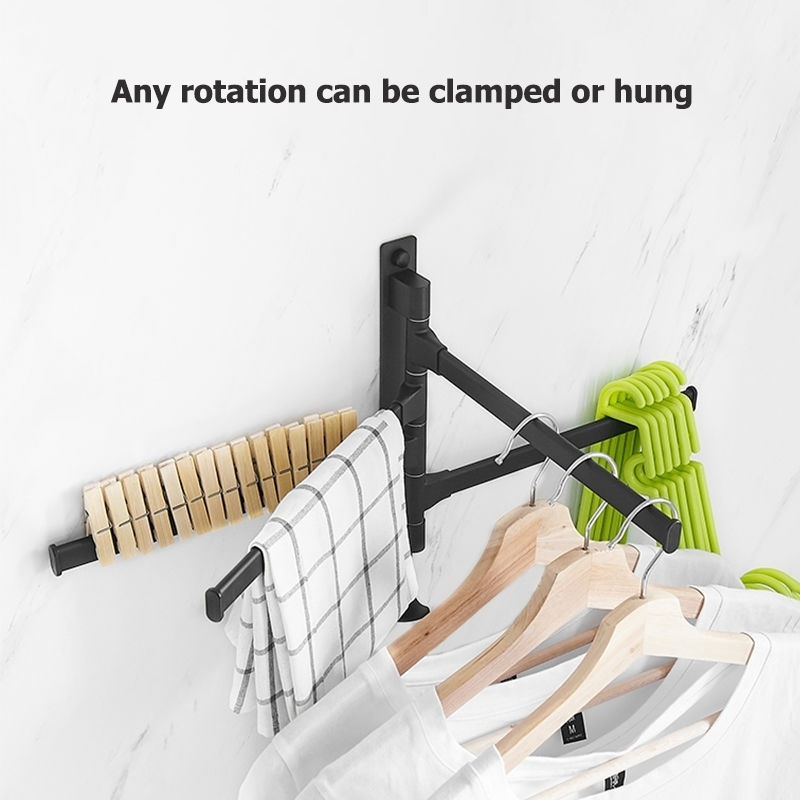 Aluminum Bath Towel Bar Black Rotating Towel Rack Bathroom Kitchen Wall-mounted Towel Holder Bar Shelf Bathroom Accessories