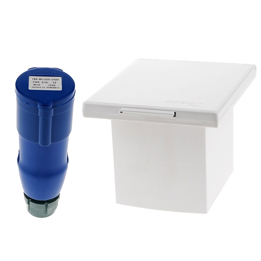 RV Camper 220V-240V 16A External Flush Hook Up Waterproof Plug Socket RV Motorhome Caravan Plug Plastic Metal for RV Camper