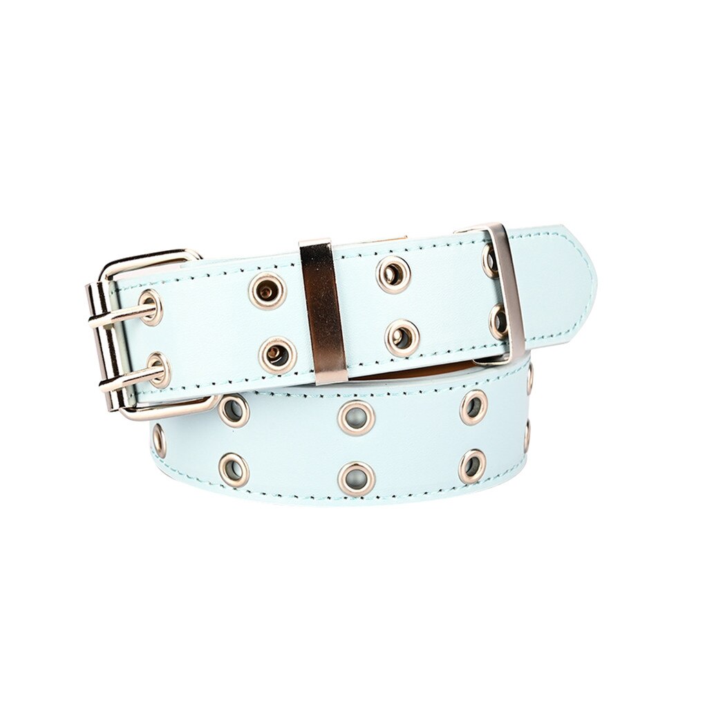 Women Punk Chain Belt Adjustable Double Row Hole Eyelet Waistband with Eyelet Chain Decorative Belts: 03