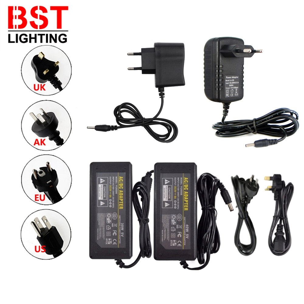 Adaptador de fuente de alimentación Led de DC5V 2A 3A 5A 6A 8A controlador LED de transformador para tira de luces Led WS2801 WS2812B SK6812