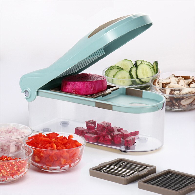 16-in-1 Gemüseschneider Set Mit 7 Klingen - Inkl. Zwiebelhacker, Schäler, Aufbewahrungsbox | Küchenhelfer Für Schnelles Schneiden