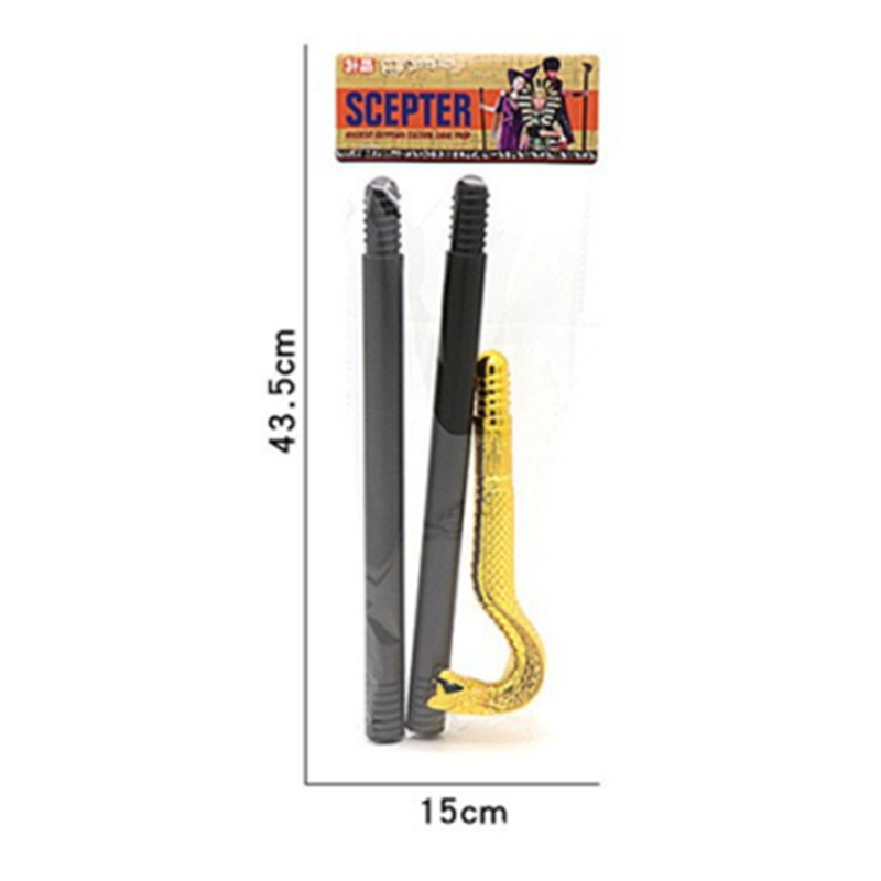 Pharaoh King's Gold Snake Head Scepter Halloween Egyptian Pharaoh Kings Cosplay Prop Costume Accessories Halloween Party Theme