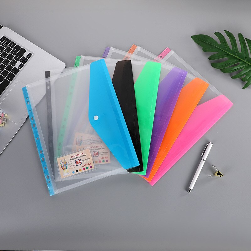 6pcs Poly Envelope Folder For A4 Document Organizer Transparent Waterproof File Bag with Snap Button Closure Pouch School Office