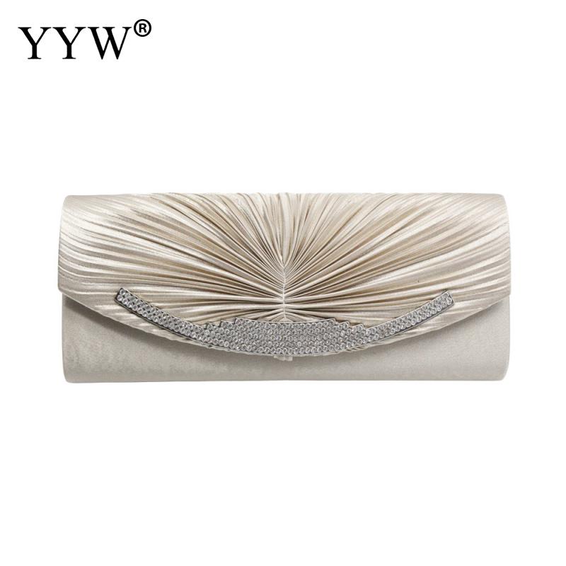 Ofodrad sidenväska kopplingsväska med kedja mjuk yta koppling kvinnlig crossbody väska med strass kväll kopplingsväska festväska