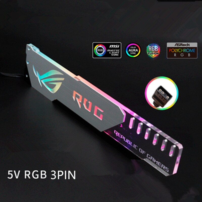 Symphony AURA graphics card bracket RGB belief lamp graphics card fixed support bracket companion computer light pollution decor: ROG 5V 3PIN silver