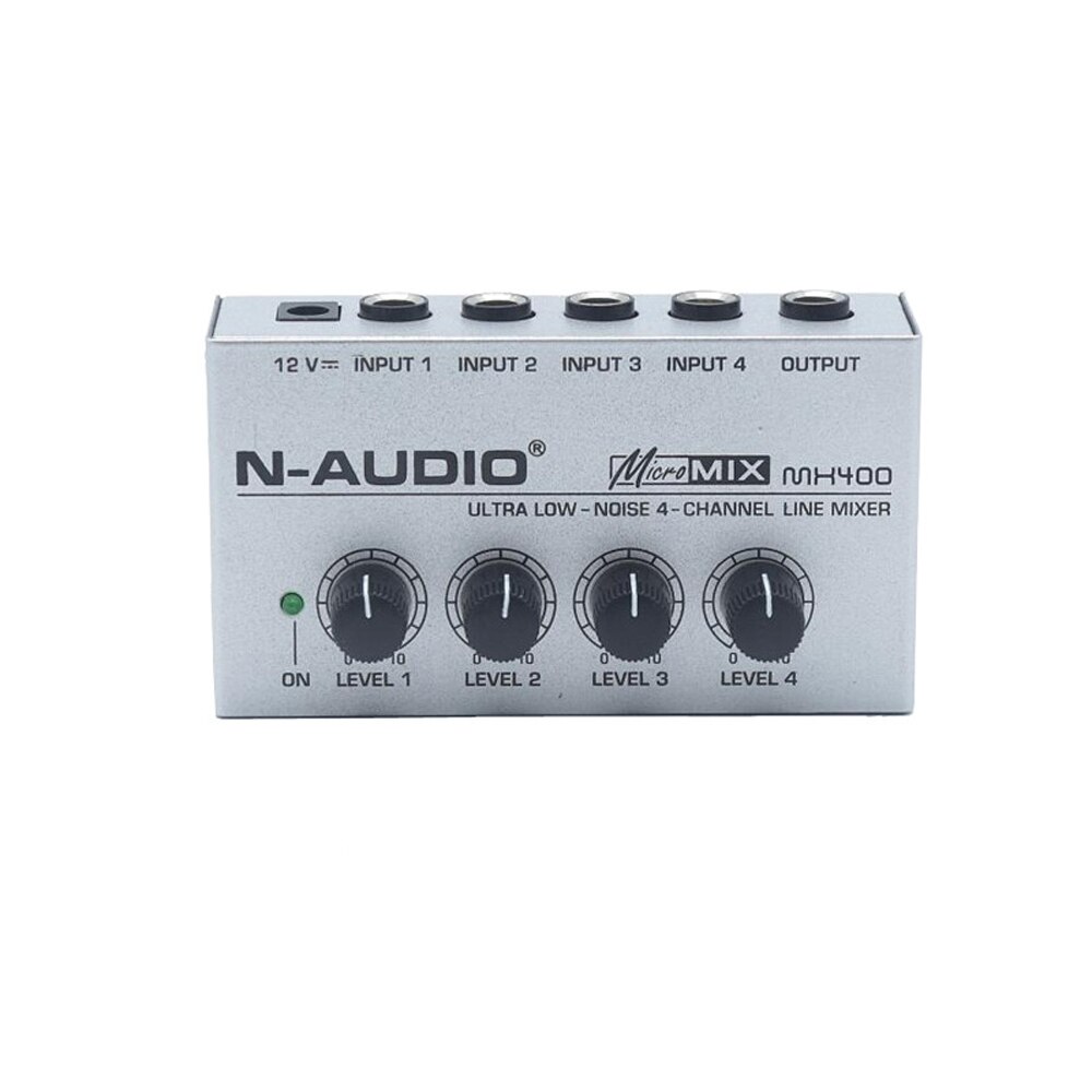 EU Plug 4 Channel Audio Sound Mixer Karaoke KTV Mini Amplifier 4 Input 4 Channels 1 Channel Output Line MONO Mixer Power Adapter