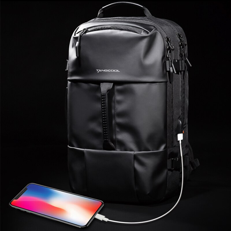 Tangcool Mode Mannen Rugzak Grote Capaciteit Mannelijke Mochila Waterdichte Tas USB Opladen 17.3 inch Laptop Rugzak